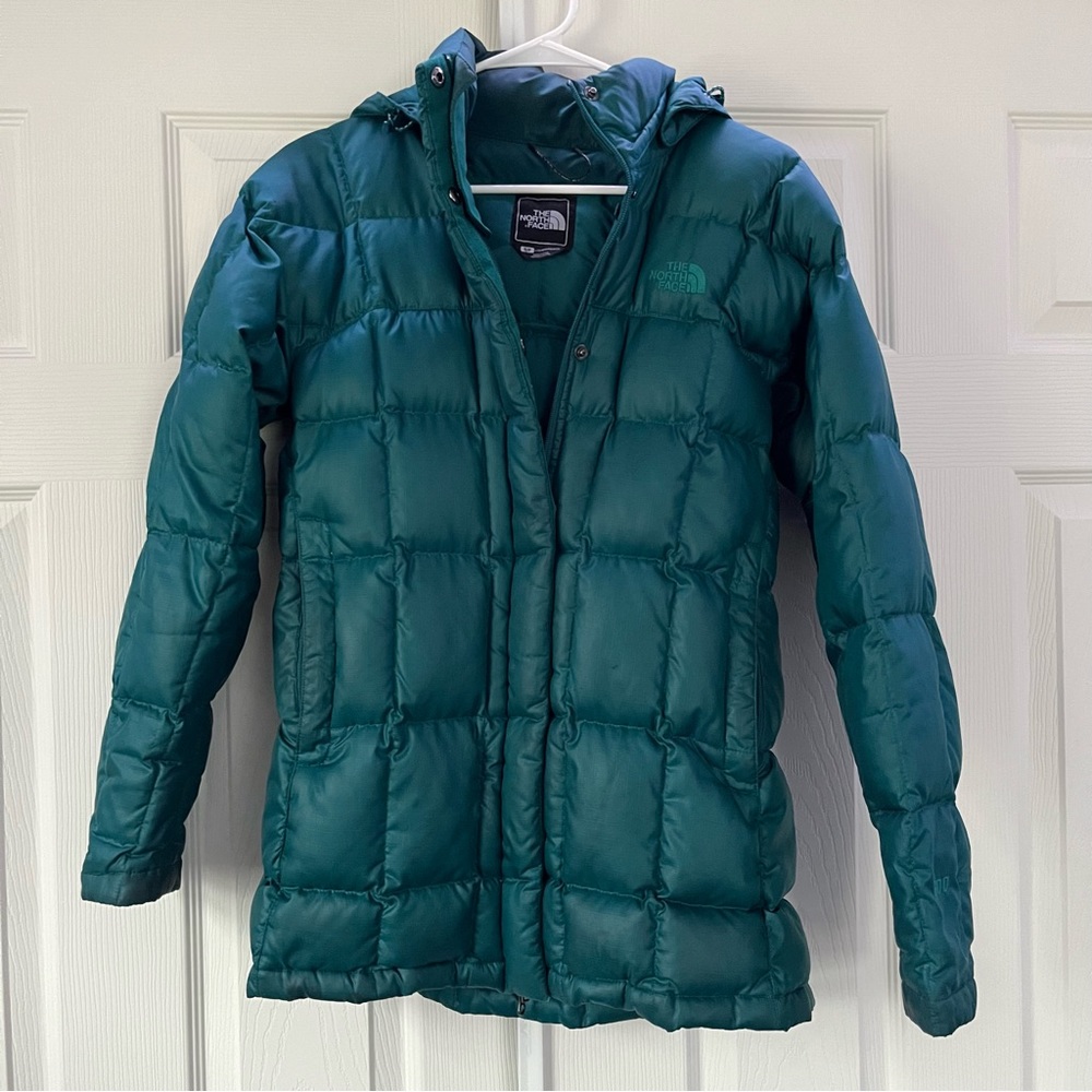 Teal The North Face Parka puffer jacket
